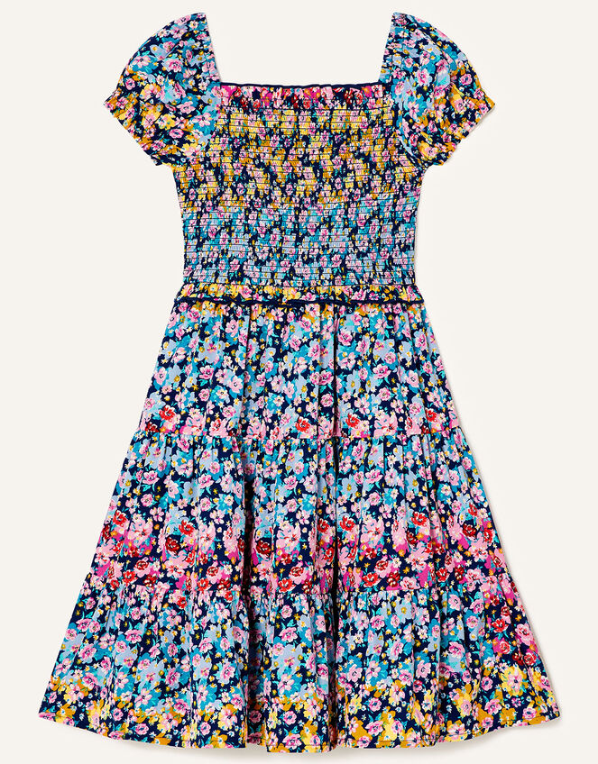 Ditsy Floral Tiered Dress, Blue (NAVY), large