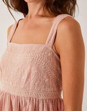 Eliza Embroidered Cotton Cami Top, Pink (PINK), large