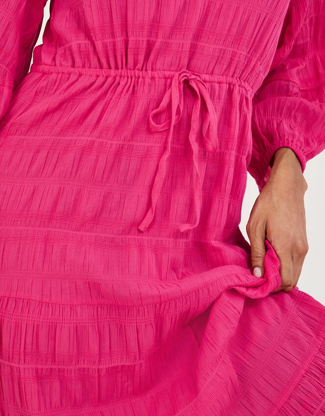 Textured Tiered Smock Dress, Pink (PINK), large