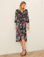 Kasenya Oriental Floral Dress, Black (BLACK), large