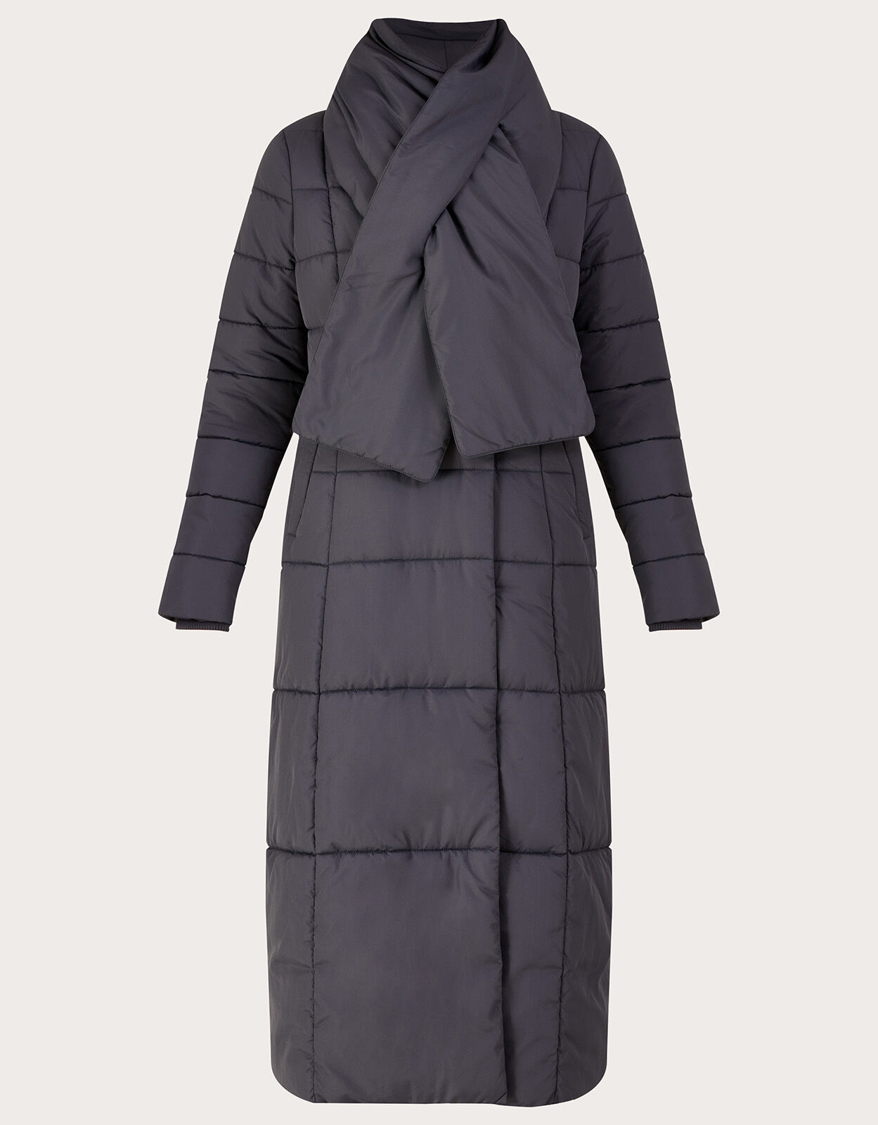 Scarlette Scarf Padded Coat with Recycled Polyester Grey