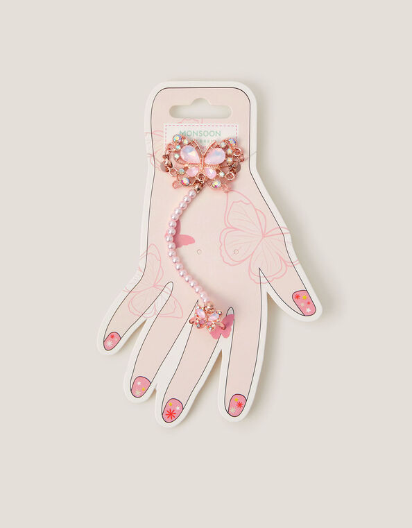 Butterfly Linked Bracelet & Ring Set, Pink (PINK), large