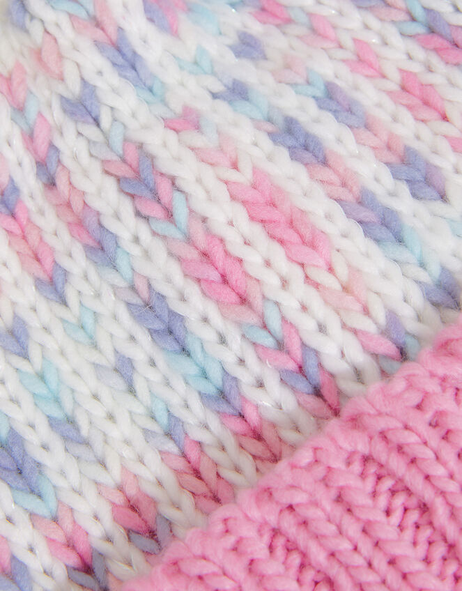 Rainbow Knit Double Pom-Pom Hat, Multi (MULTI), large