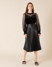 Lisandra Lace and Velvet Blouse, Black (BLACK), large