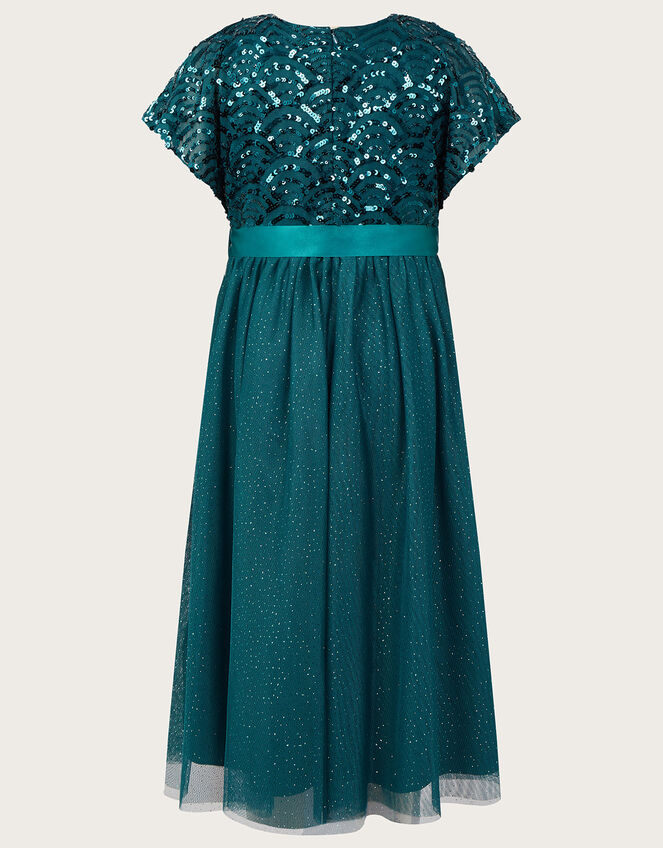Truth Cape Sleeve Deco Sequin Dress, Teal (TEAL), large