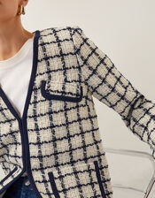 Phoebe Check Tweed Jacket, Blue (NAVY), large