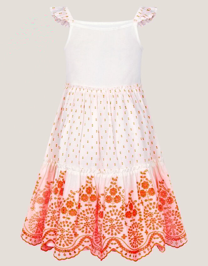 Broderie Tiered Cotton Sundress, White (WHITE), large