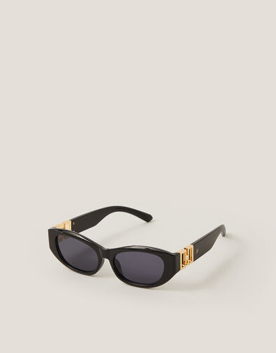 Chunky Oval Sunglasses, Black (BLACK), large