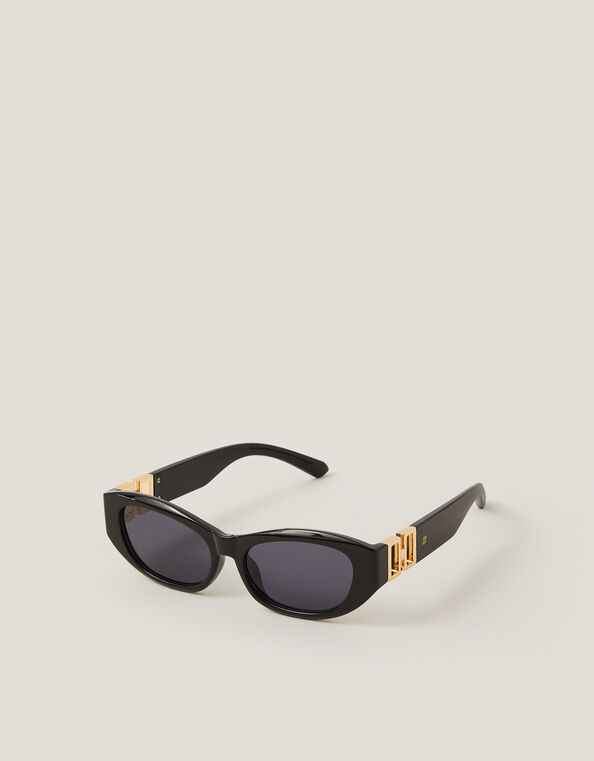 Chunky Oval Sunglasses, Black (BLACK), large