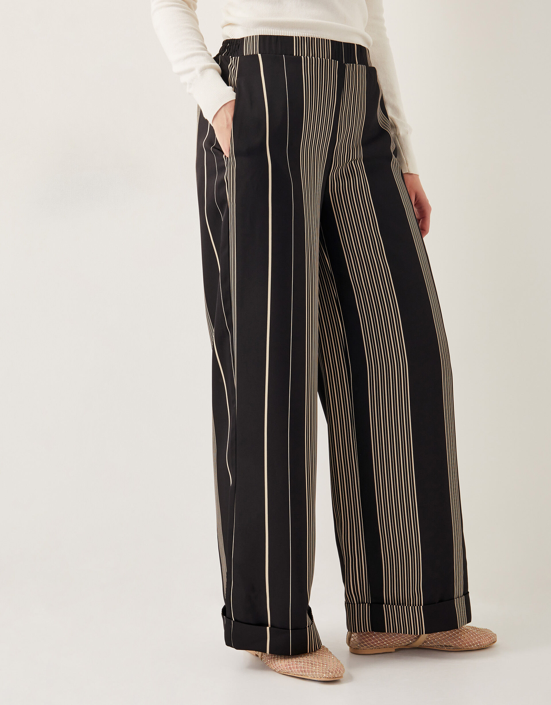 Striped wide leg pants sale
