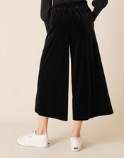 Velvet Cropped Trousers, Black (BLACK), large