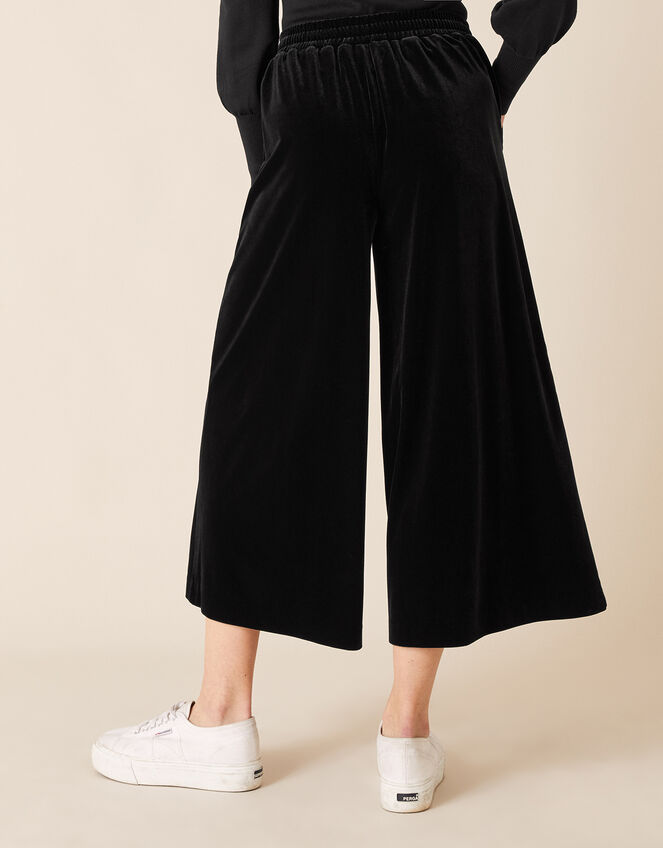 Velvet Cropped Trousers, Black (BLACK), large