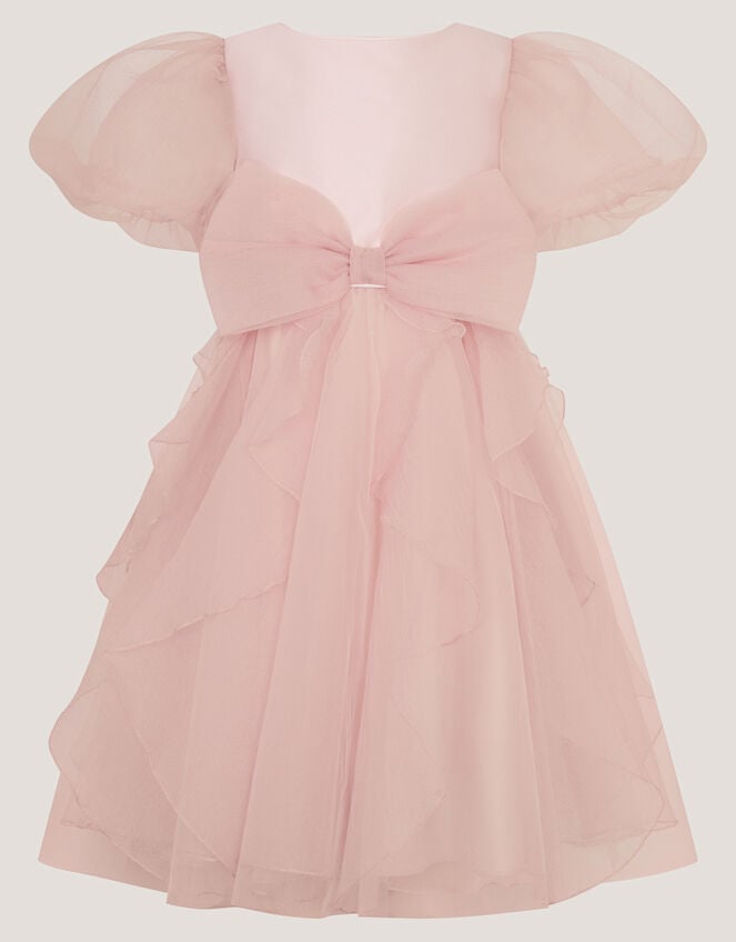 Raphela Puff Sleeve Bow Party Dress, Pink (PINK), large