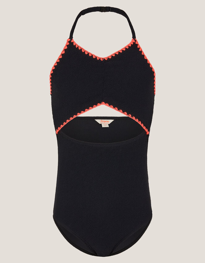 Halter Cut Out Swimsuit, Black (BLACK), large