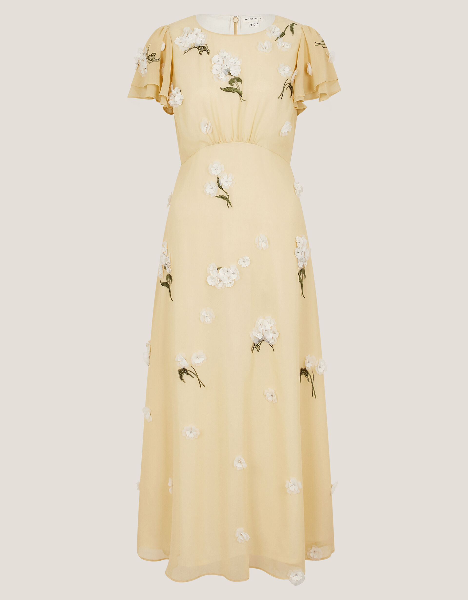 Caroline Applique Short Sleeve Midi Dress in Fuchsia