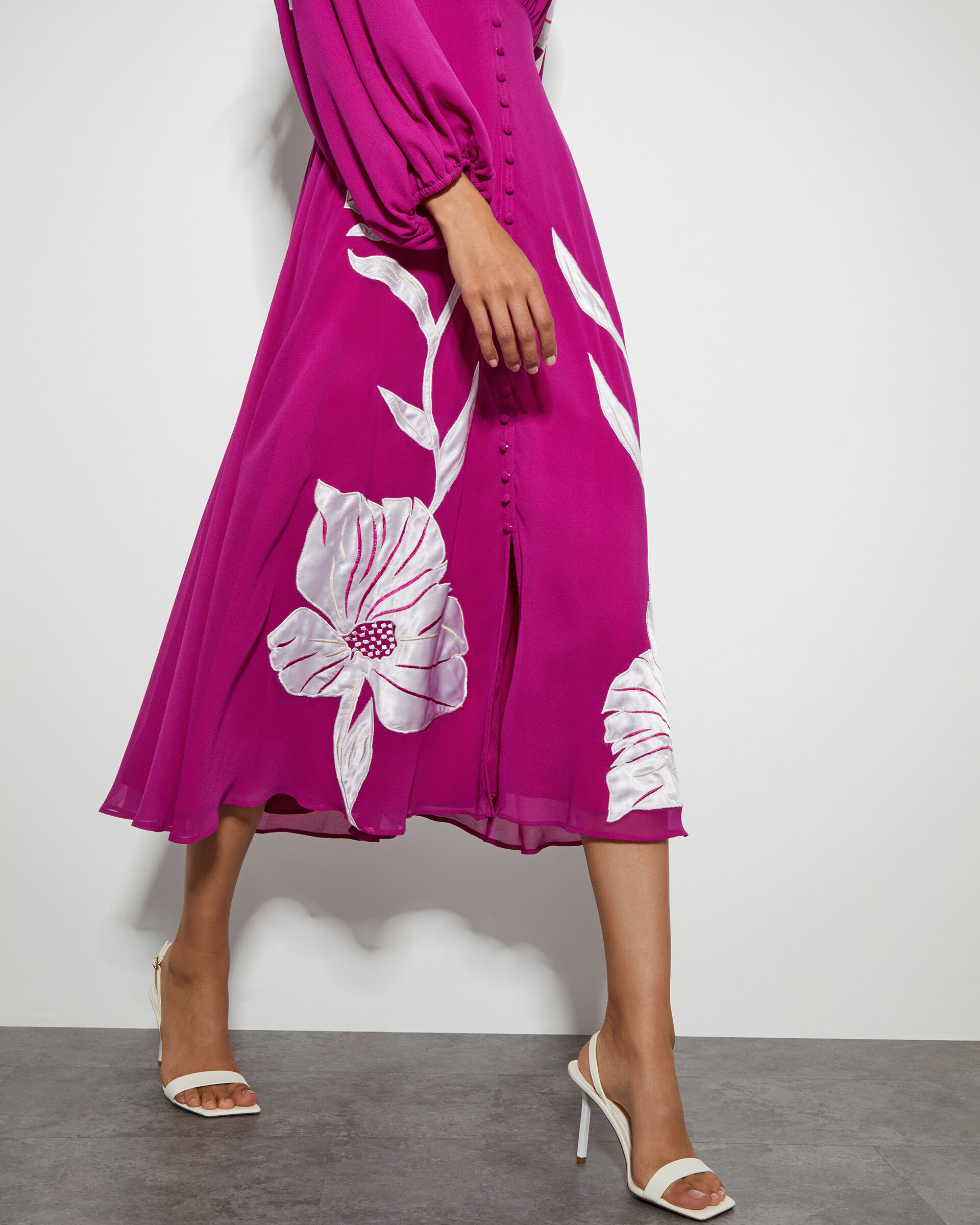 Midi floral applique skirt online