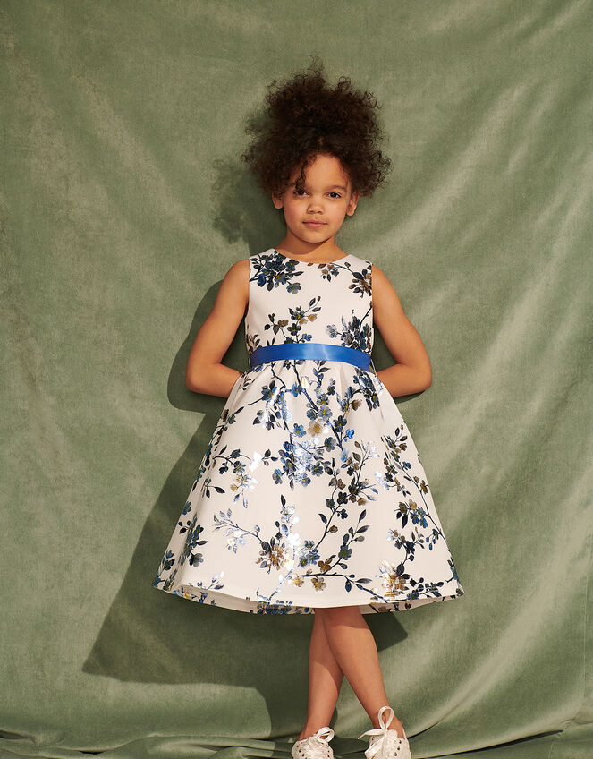 Floral Foil Print Scuba Dress, Multi (MULTI), large