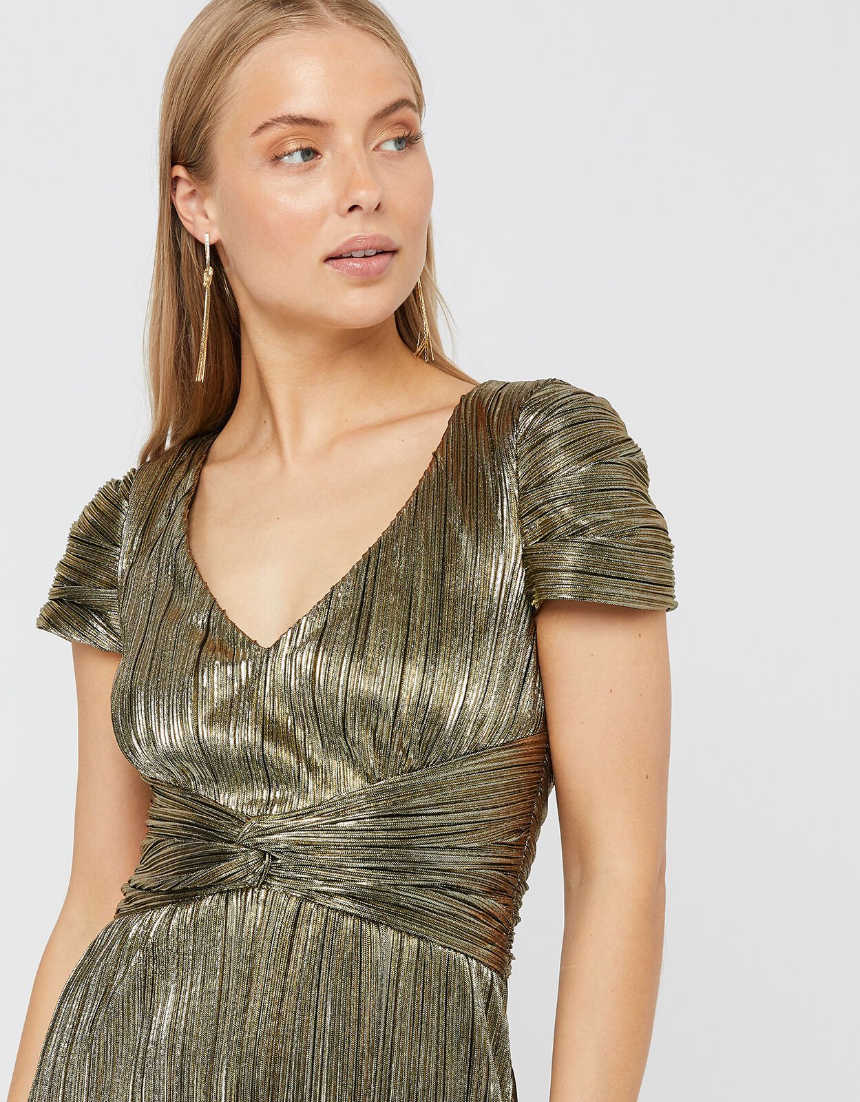 Loreen Lame Maxi Dress Gold