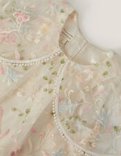 Embroidered Floral Cape Sleeve Dress, Multi (MULTI), large