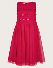 Marcia Ruffle Dress, Red (RED), large