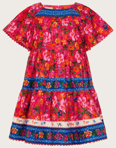 Heritage Floral Mixed Print Dress, Red (RED), large