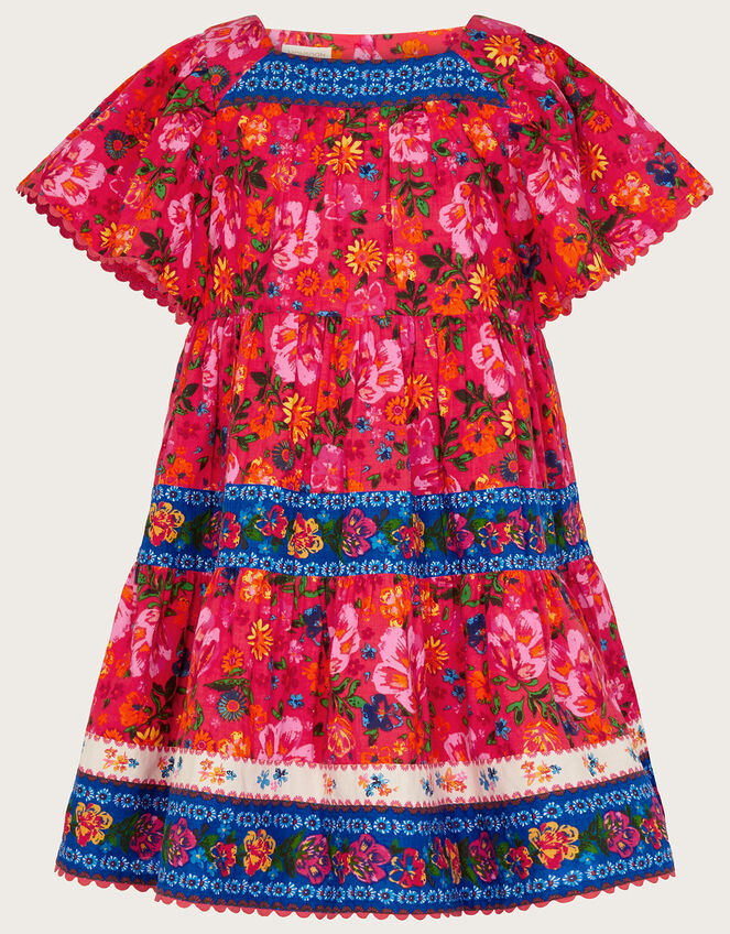 Heritage Floral Mixed Print Dress, Red (RED), large
