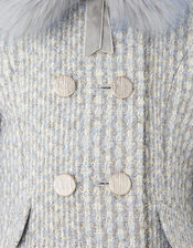 Sparkle Tweed Skirted Coat, Blue (BLUE), large
