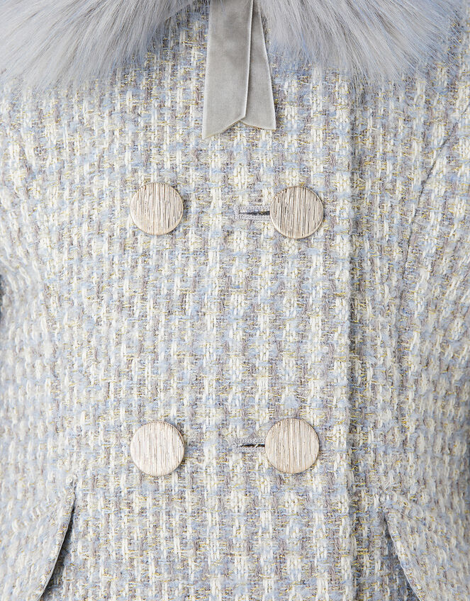 Sparkle Tweed Skirted Coat, Blue (BLUE), large