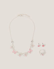 Floral Butterfly Jewellery Set, Pink (PINK), large