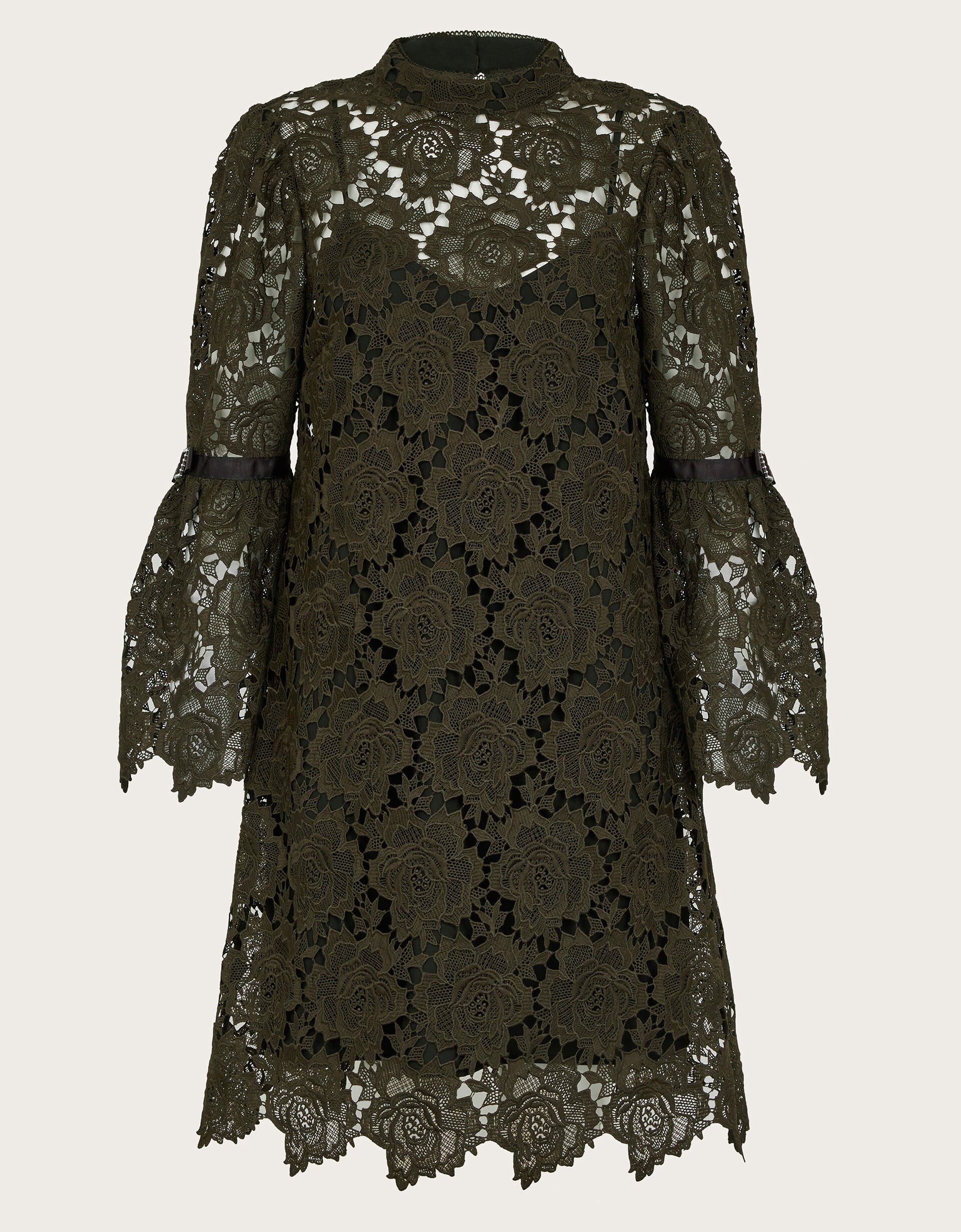 Eliza Long Sleeve Lace Mini Dress Green