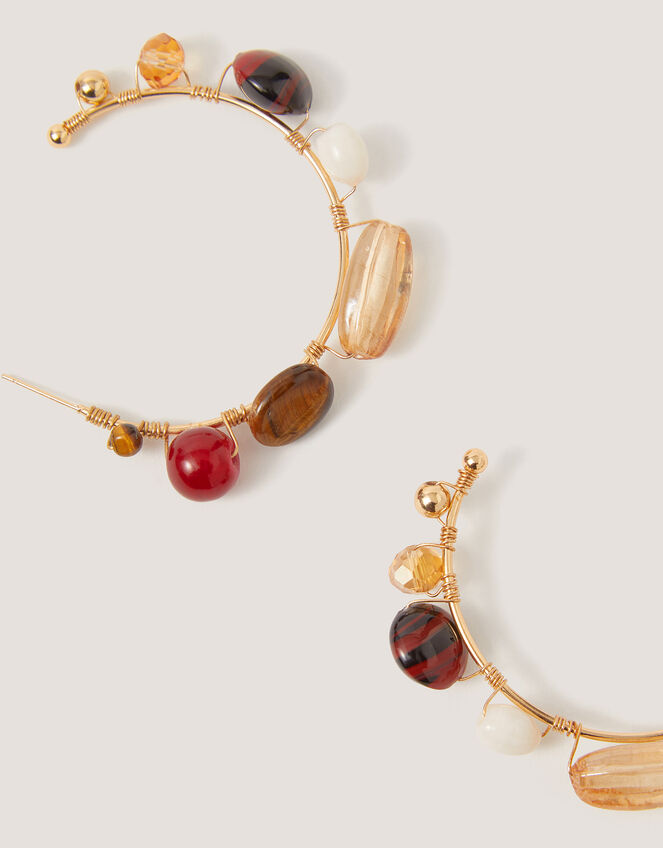 Glass Bead Hoop Earrings, , large