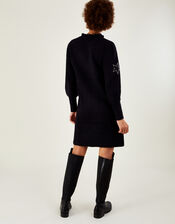Velvet Star Knitted Dress with Recycled Polyester, Blue (NAVY), large