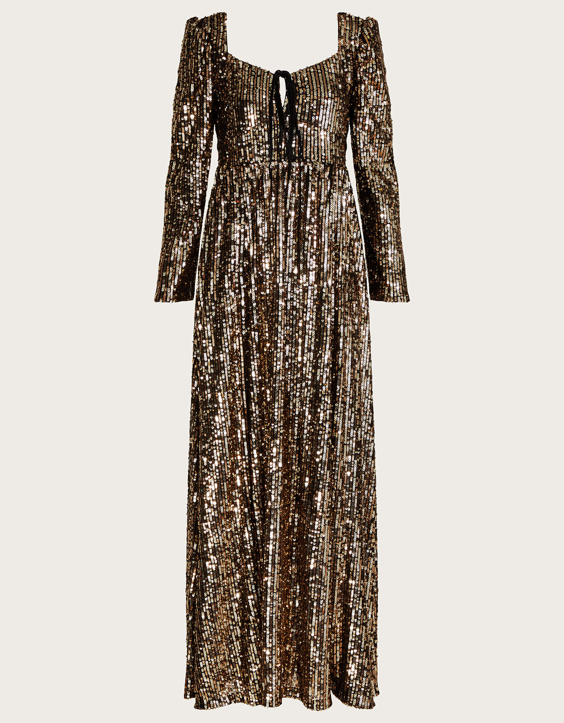 Georgina Long Sleeve Satin Maxi Gown (Mocha Gold)
