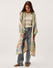 Clemence Amelie Floral Long Kimono, Cream (CREAM), large