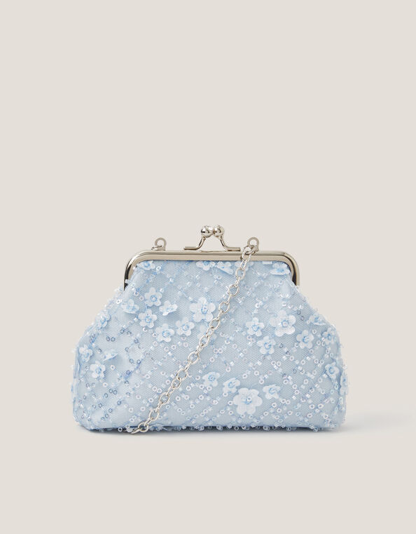 Taylor Beaded Clip Frame Bag, Blue (BLUE), large