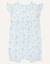 Newborn Chick Print Romper, Blue (BLUE), large