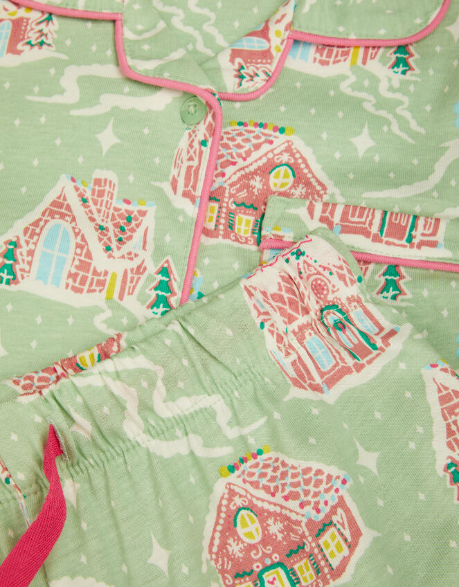 Gingerbread House Long Christmas Pyjamas Set, Green (GREEN), large
