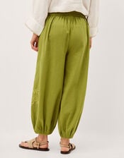Effie Embroidered Harem Trousers, Green (GREEN), large