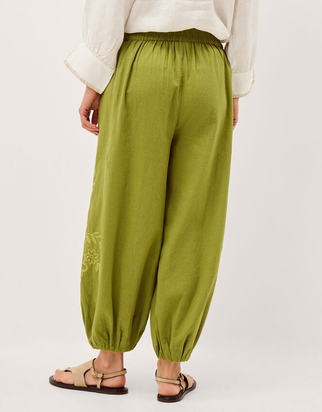 Effie Embroidered Harem Trousers, Green (GREEN), large