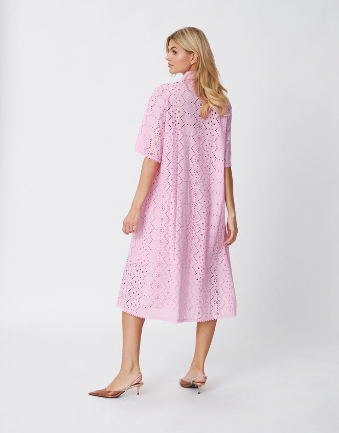 Crās Broderie Midi Shirt Dress, Pink (PINK), large
