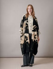 One Hundred Stars Velvet Stork Print Kimono, , large