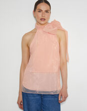 Vera Sleeveless Organza Pussybow Top, Pink (PINK), large