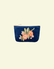 Elizabeth Scarlett Velvet Coin Purse, Blue (COBALT), large