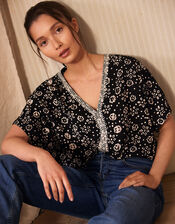 ARTISAN STUDIO Batik Print Top, Black (BLACK), large