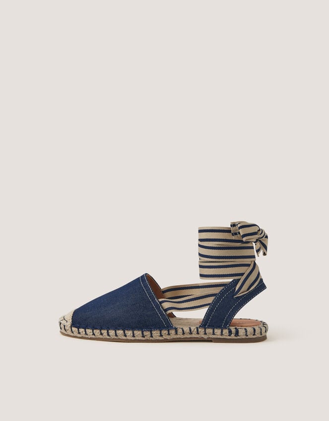 Fliss Stripe Chambray Espadrille Flats , Blue (BLUE), large