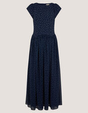 Caitie Polka Dot Midi Dress, Blue (NAVY), large