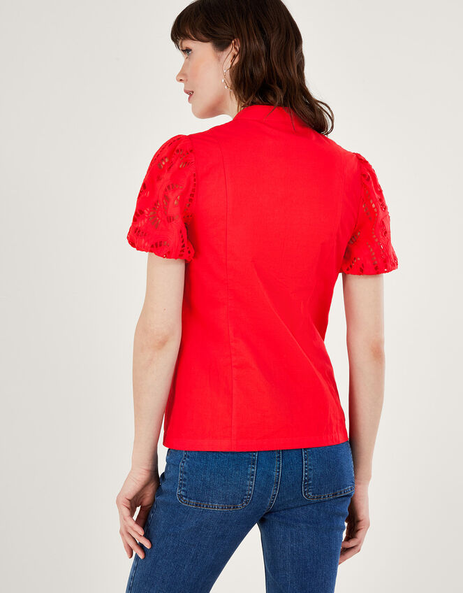 Clara Cutwork Blouse, Red (RED), large