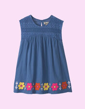 Hatley Floral Embroidered Crochet Dress, Blue (BLUE), large