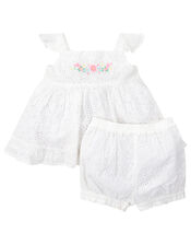 Newborn Baby Rosie Broderie Set in Pure Cotton, Ivory (IVORY), large