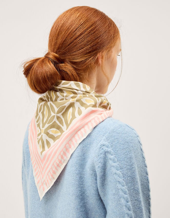 Elma Square Floral Print Scarf, , large